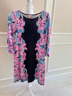 Lilly Pulitzer Ophelia Swing Dress GUC Orchid floral accents Size Small